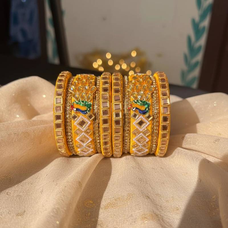 Yellow color 1 set of thread bangle