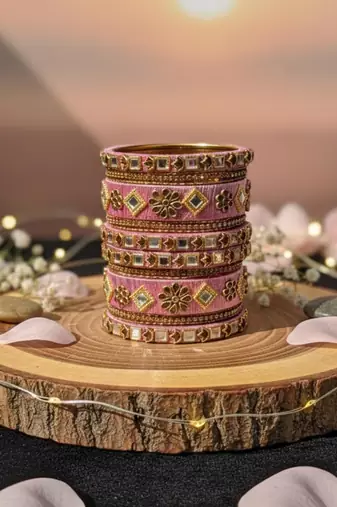Pink color 1 set of thread bangle