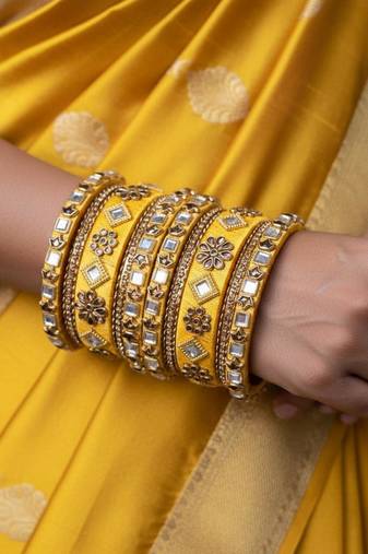 Yellow color 1 set of thread bangle