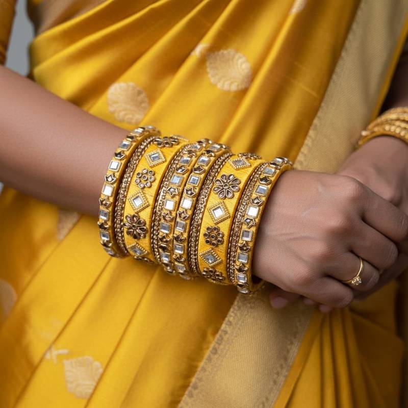 Yellow color 1 set of thread bangle