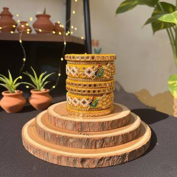 Yellow color 1 set of thread bangle 2