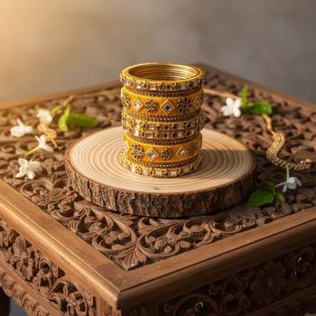 Yellow color 1 set of thread bangle 2