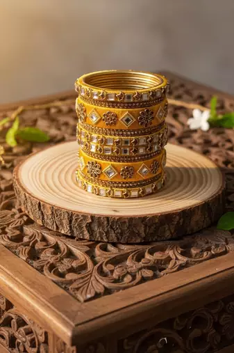 Yellow color 1 set of thread bangle