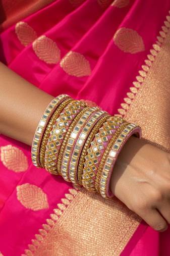 Pink color 1 set of thread bangle