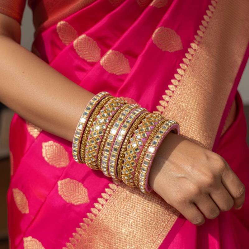 Pink color 1 set of thread bangle