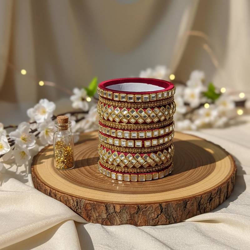 Maroon color 1 set of thread bangle