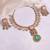 Gold plated kundan green stones necklace set