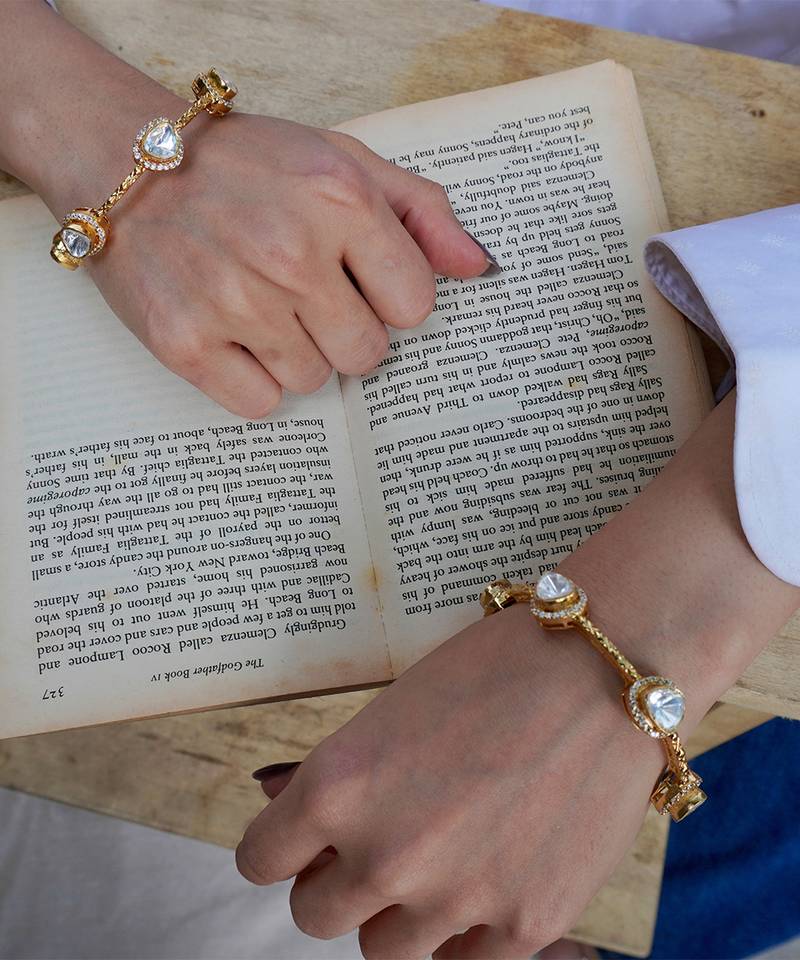 Gold plated kundan bangle