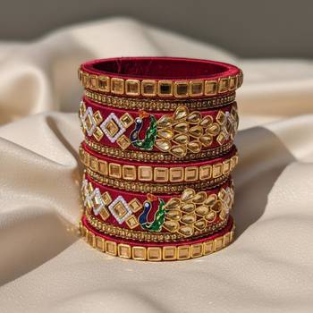 Maroon color 1 set of thread bangle 2