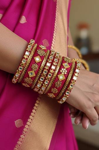 Maroon color 1 set of thread bangle