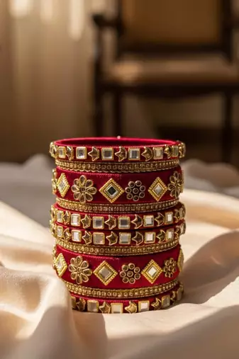 Maroon color 1 set of thread bangle