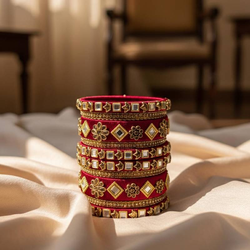 Maroon color 1 set of thread bangle