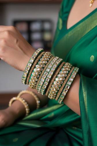 Green color 1 set of thread bangle