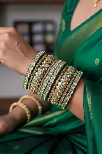 Green color 1 set of thread bangle