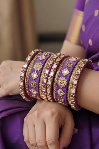 Purple color 1 set of thread bangle