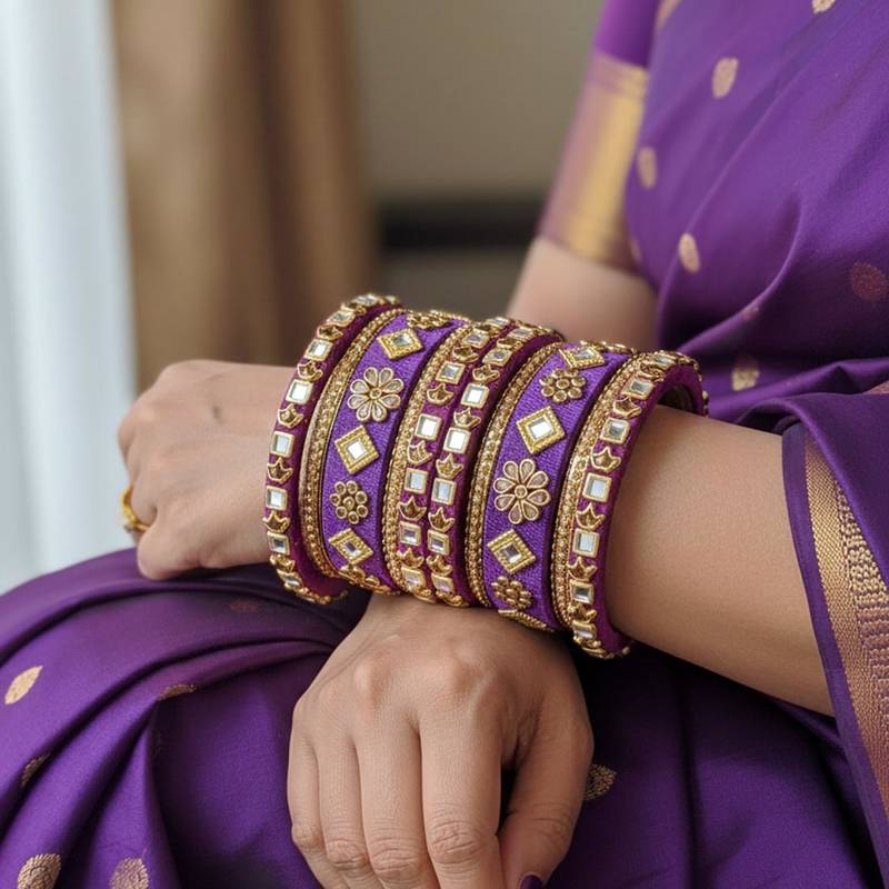 Purple color 1 set of thread bangle