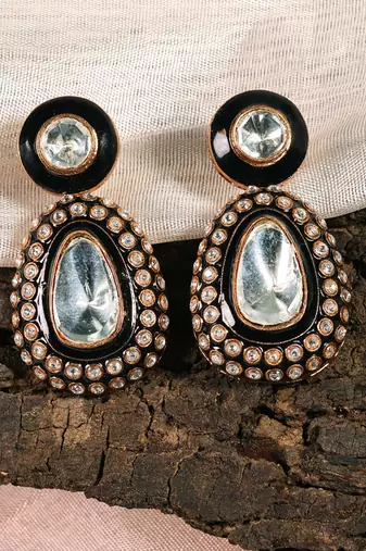 Gold plated kundan dangler earrings