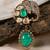 Gold plated kundan green stones brooch