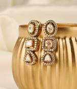 Gold plated kundan dangler earrings