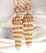 Gold plated kundan jhumka earrings
