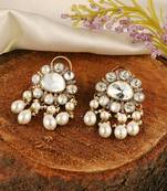 Gold plated kundan stud earrings