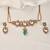 Gold plated kundan green stones necklace set