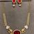 Gold plated kundan red stones necklace set