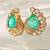 Gold plated kundan green stones stud earrings