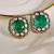 Gold plated kundan green stones stud earrings