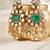 Gold plated kundan green stones dangler earrings