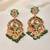 Gold plated kundan green stones chandbali earrings