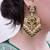 Gold plated kundan green stones chandbali earrings
