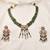Gold plated kundan green stones necklace set