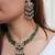 Gold plated kundan green stones necklace set