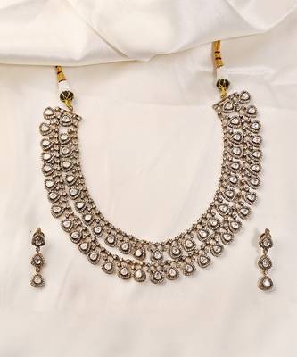 Gold plated kundan necklace set 1
