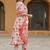 Cotton Slub Printed Kurti Set with Silk Dupatta V Neck Three Quarter Sleeves Lace Work