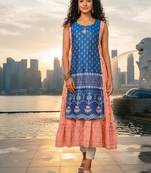 Light green  cotton inner with chanderi layered jacket kurti set