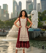 Light green  cotton inner with chanderi layered jacket kurti set