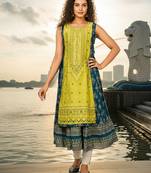 Red  cotton inner with chanderi layered jacket kurti set