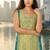 Derk green  cotton inner with chanderi layered jacket kurti set
