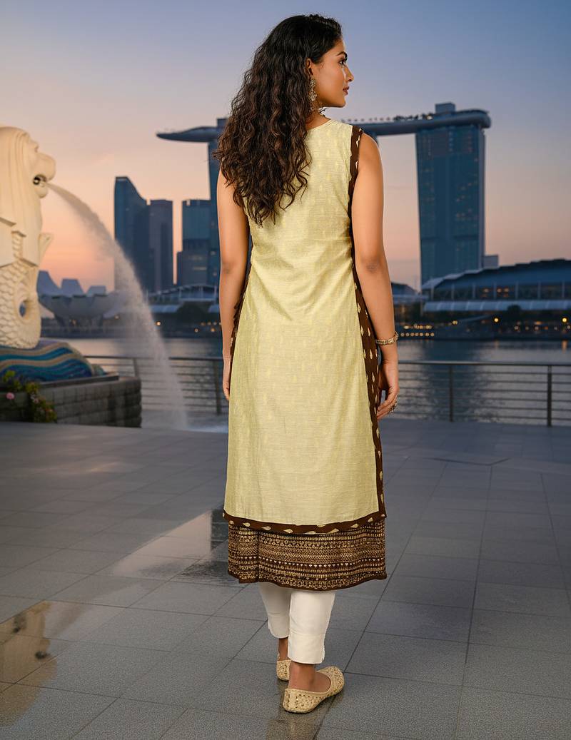 Rani pink  cotton inner with chanderi layered jacket kurti set