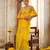 Yellow embroidered organza saree