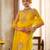 Yellow embroidered organza saree