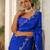 Blue embroidered silk saree