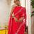 Red embroidered organza saree