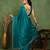 party wear lycra solid embellished saree with unstiched blouse piece_rama blue