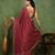 party wear lycra solid embellished saree with unstiched blouse piece_maroon