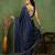 party wear lycra solid embellished saree with unstiched blouse piece_navy blue