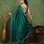 party wear lycra solid embellished saree with unstiched blouse piece_rama green