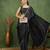 party wear lycra solid embellished saree with unstiched blouse piece_black